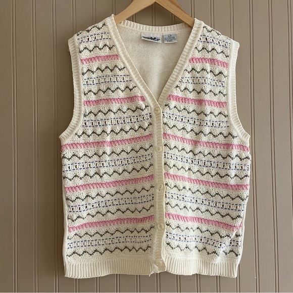 Northern Reflections Jackets & Blazers - Vintage Northern Reflections 100% Cotton Sweater Vest Women’s Size Large